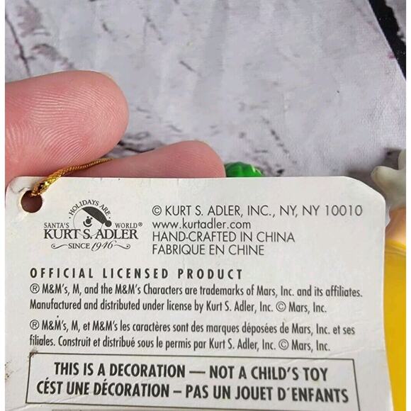 M&Ms RED Yellow Blue Ornament Kurt S. Adler Legs Dangle Resin Ceramic - Picture 10 of 10